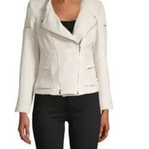 H&M Jackets & Blazers - Women's Cream Tweed biker Jacket